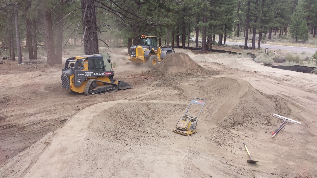 Construction on the slopestyle jump lines